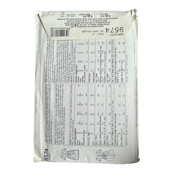 Simplicity 9574 Girls' Dress Pattern - Size 7-8-10-12-14 - Picture 3 of 5